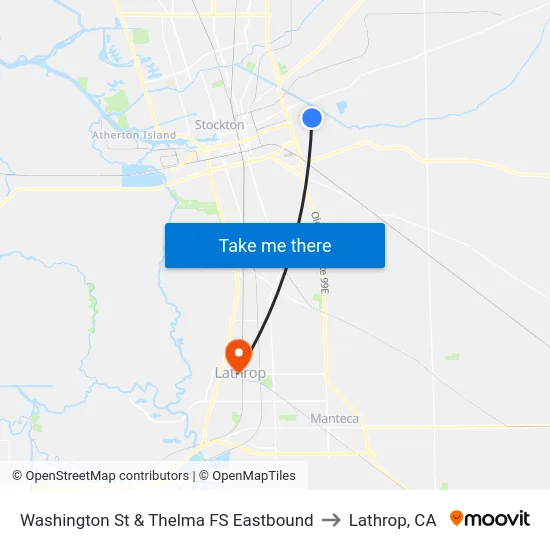 Washington St & Thelma FS Eastbound to Lathrop, CA map
