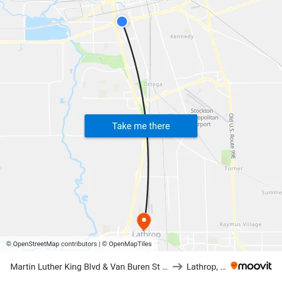 Martin Luther King Blvd & Van Buren St Fs/Wb to Lathrop, CA map
