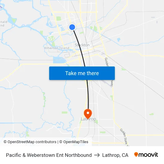 Pacific & Weberstown Ent Northbound to Lathrop, CA map