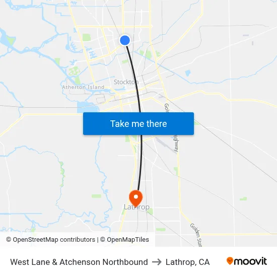 West Lane & Atchenson Northbound to Lathrop, CA map