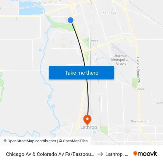 Chicago Av & Colorado Av Fs/Eastbound to Lathrop, CA map