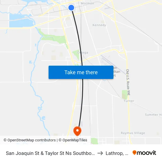 San Joaquin St & Taylor St Ns Southbound to Lathrop, CA map