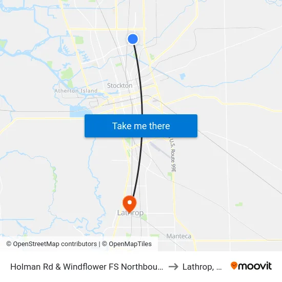 Holman Rd & Windflower FS Northbound to Lathrop, CA map