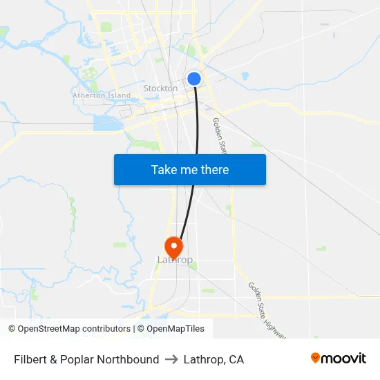 Filbert & Poplar Northbound to Lathrop, CA map