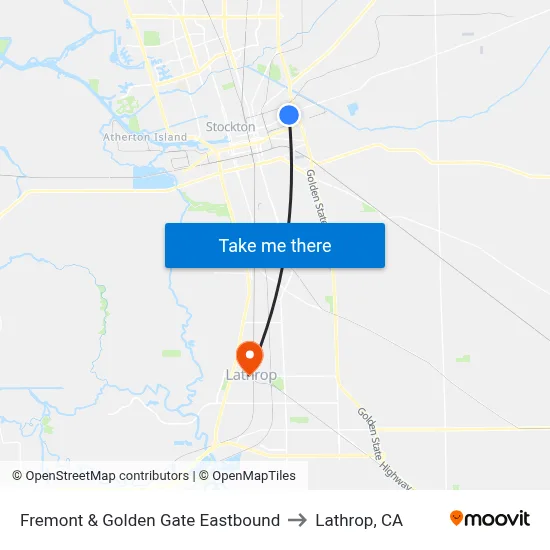 Fremont & Golden Gate Eastbound to Lathrop, CA map