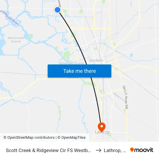 Scott Creek & Ridgeview Cir FS Westbound to Lathrop, CA map