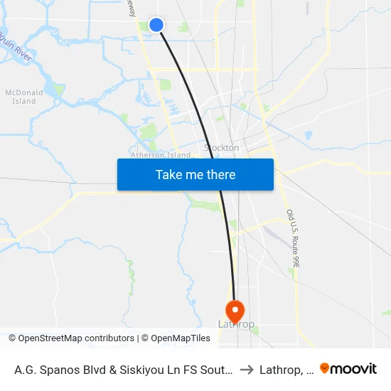 A.G. Spanos Blvd & Siskiyou Ln FS Southbound to Lathrop, CA map