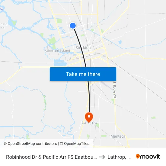 Robinhood Dr & Pacific Arr FS Eastbound to Lathrop, CA map