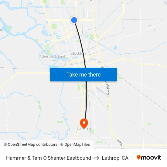 Hammer & Tam O'Shanter Eastbound to Lathrop, CA map