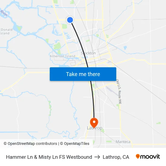 Hammer Ln & Misty Ln FS Westbound to Lathrop, CA map
