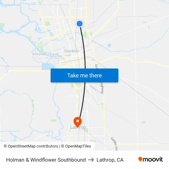Holman & Windflower Southbound to Lathrop, CA map