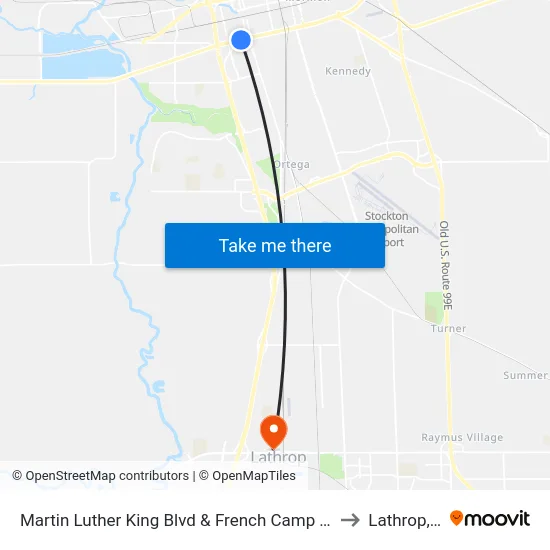 Martin Luther King Blvd & French Camp Trpk Fseb to Lathrop, CA map