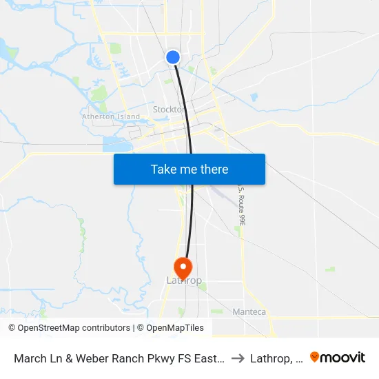 March Ln & Weber Ranch Pkwy FS Eastbound to Lathrop, CA map