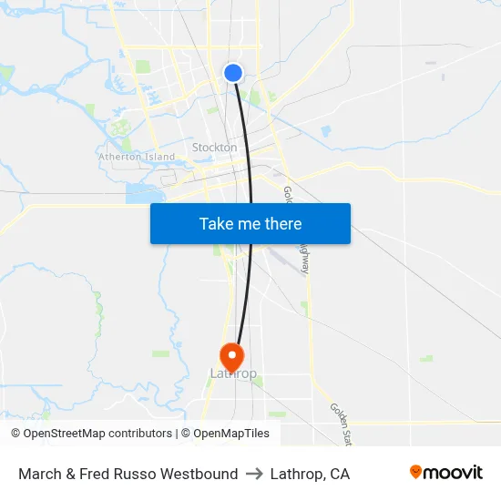 March & Fred Russo Westbound to Lathrop, CA map