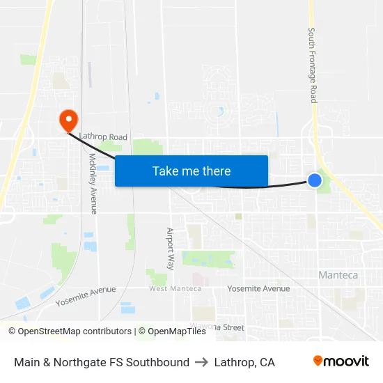 Main & Northgate FS Southbound to Lathrop, CA map