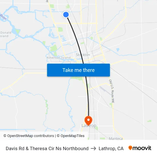Davis Rd & Theresa Cir Ns Northbound to Lathrop, CA map