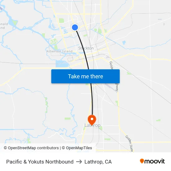 Pacific & Yokuts Northbound to Lathrop, CA map