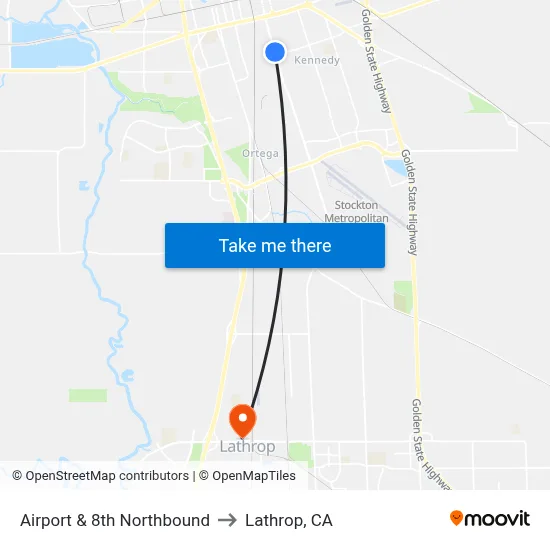 Airport & 8th Northbound to Lathrop, CA map