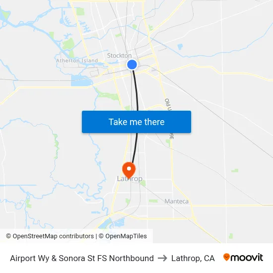 Airport Wy & Sonora St FS Northbound to Lathrop, CA map
