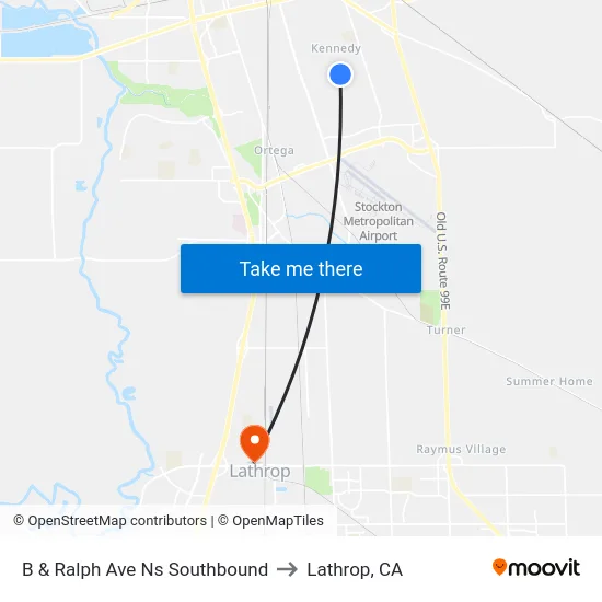 B & Ralph Ave Ns Southbound to Lathrop, CA map