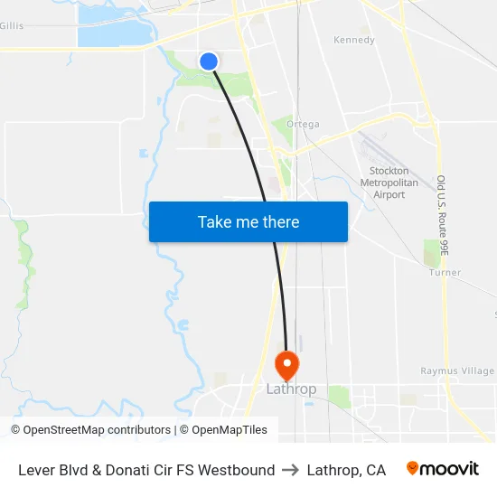 Lever Blvd & Donati Cir FS Westbound to Lathrop, CA map
