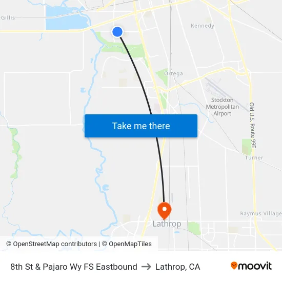 8th St & Pajaro Wy FS Eastbound to Lathrop, CA map