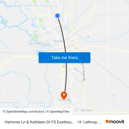 Hammer Ln & Kathleen Dr FS Eastbound to Lathrop, CA map