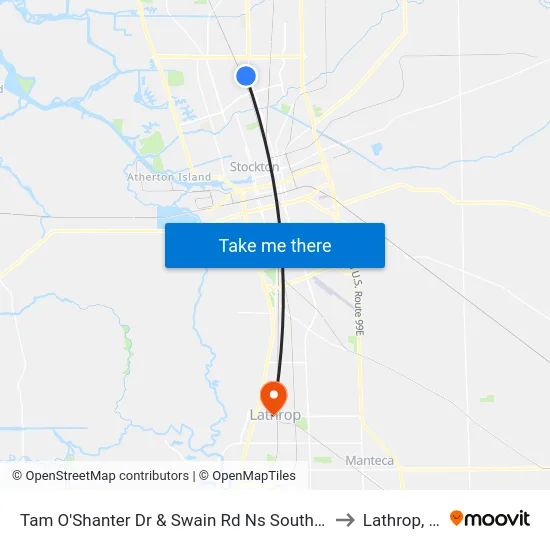 Tam O'Shanter Dr & Swain Rd Ns Southbound to Lathrop, CA map