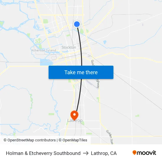 Holman & Etcheverry Southbound to Lathrop, CA map