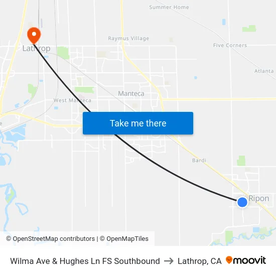 Wilma Ave & Hughes Ln FS Southbound to Lathrop, CA map
