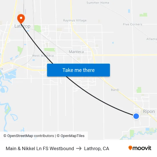 Main & Nikkel Ln FS Westbound to Lathrop, CA map