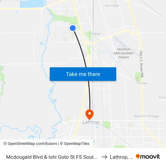 Mcdougald Blvd & Ishi Goto St FS Southbound to Lathrop, CA map