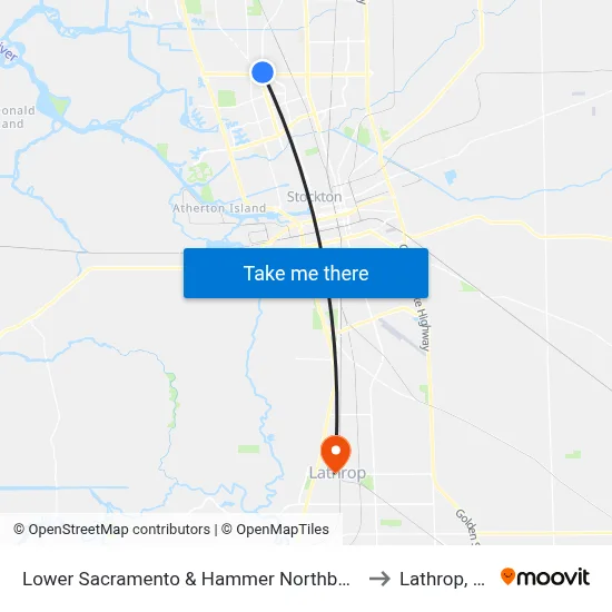 Lower Sacramento & Hammer Northbound to Lathrop, CA map