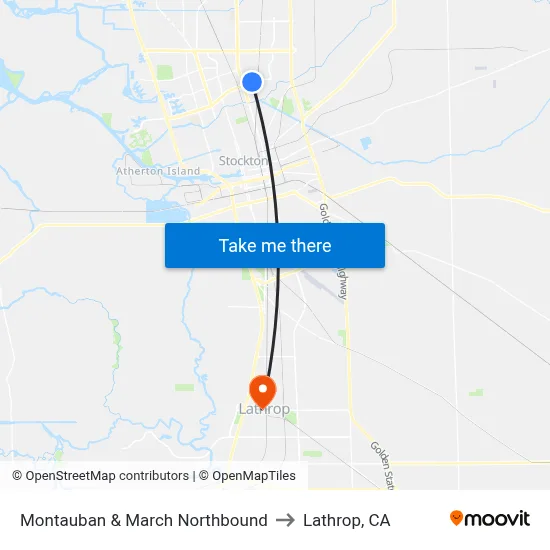 Montauban & March Northbound to Lathrop, CA map