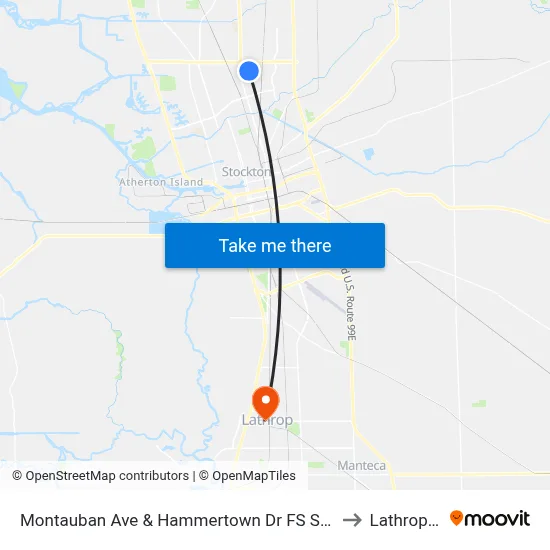 Montauban Ave & Hammertown Dr FS Southbound to Lathrop, CA map