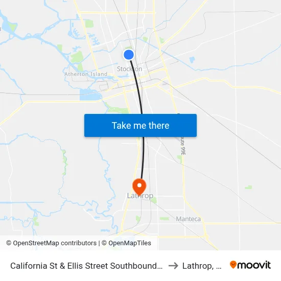 California St & Ellis Street Southbound FS to Lathrop, CA map