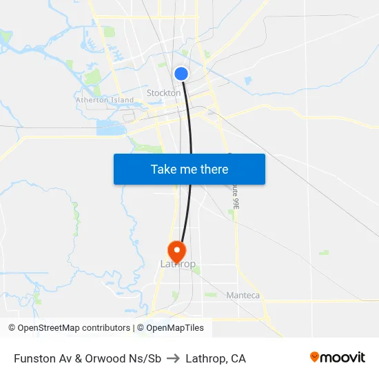 Funston Av & Orwood Ns/Sb to Lathrop, CA map