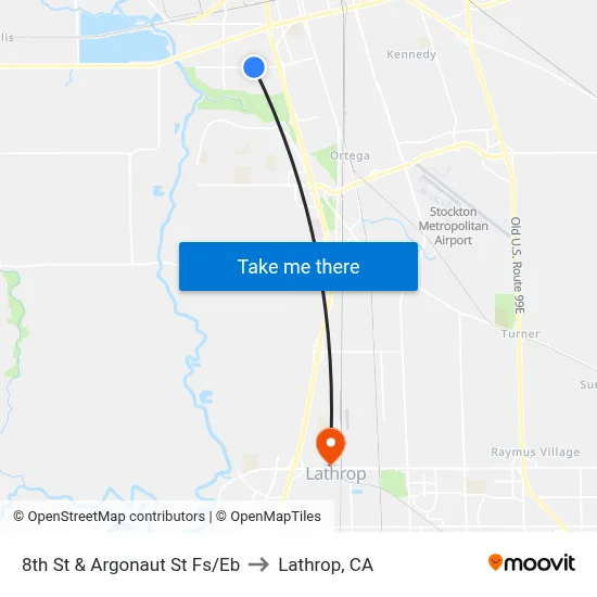 8th St & Argonaut St Fs/Eb to Lathrop, CA map