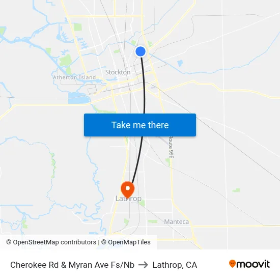 Cherokee Rd & Myran Ave Fs/Nb to Lathrop, CA map