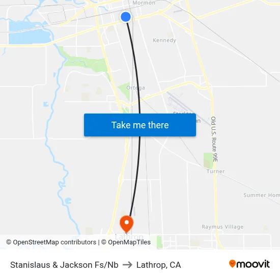 Stanislaus & Jackson Fs/Nb to Lathrop, CA map