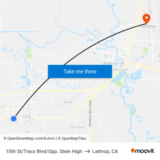 10th St/Tracy Blvd/Opp. Stein High to Lathrop, CA map