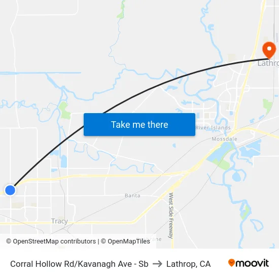 Corral Hollow Rd/Kavanagh Ave - Sb to Lathrop, CA map