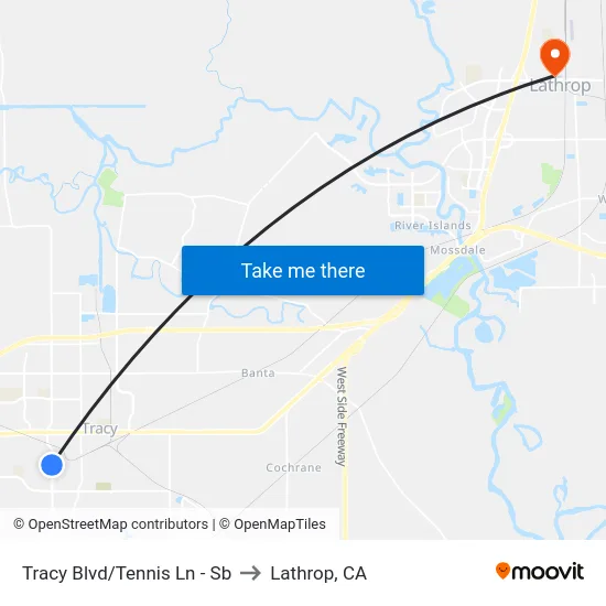 Tracy Blvd/Tennis Ln - Sb to Lathrop, CA map
