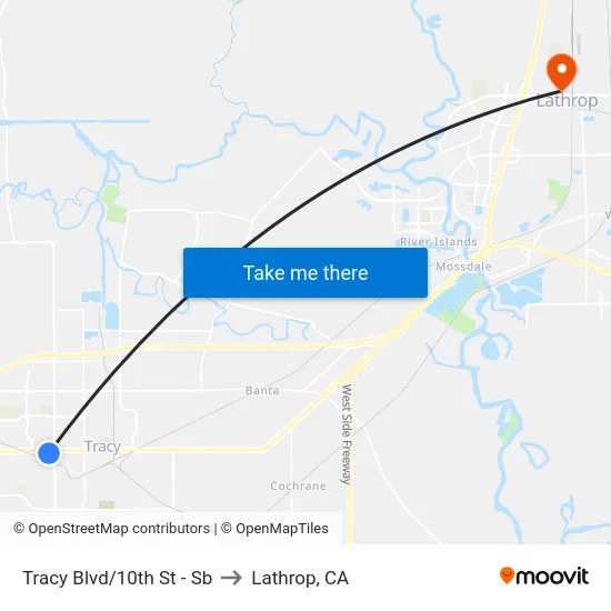 Tracy Blvd/10th St - Sb to Lathrop, CA map