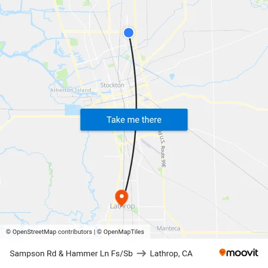 Sampson Rd & Hammer Ln Fs/Sb to Lathrop, CA map