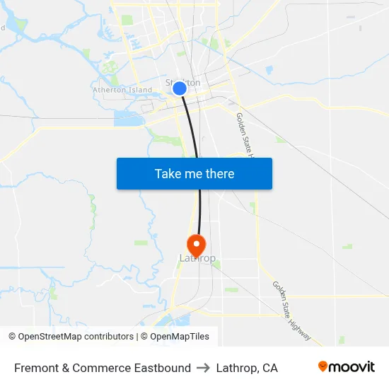 Fremont & Commerce Eastbound to Lathrop, CA map