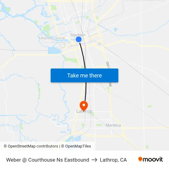 Weber @ Courthouse Ns Eastbound to Lathrop, CA map