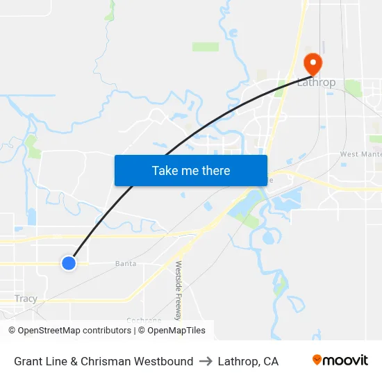Grant Line & Chrisman Westbound to Lathrop, CA map