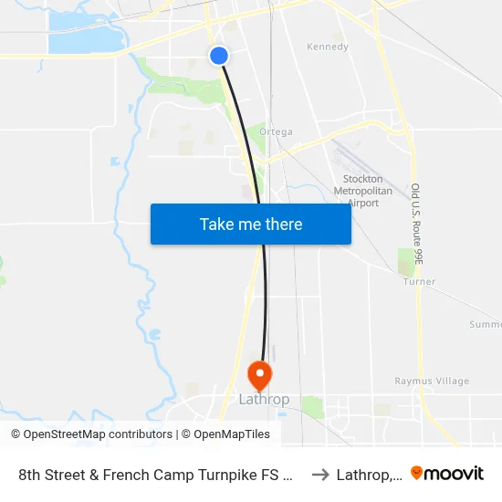 8th Street & French Camp Turnpike FS Westbound to Lathrop, CA map