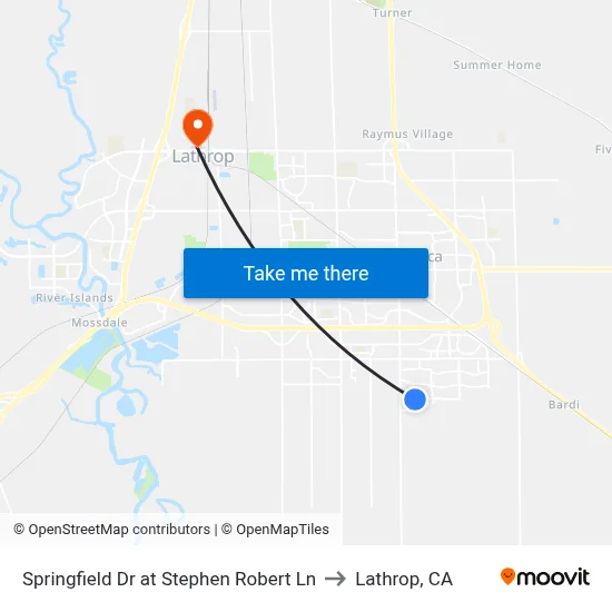 Springfield Dr at Stephen Robert Ln to Lathrop, CA map